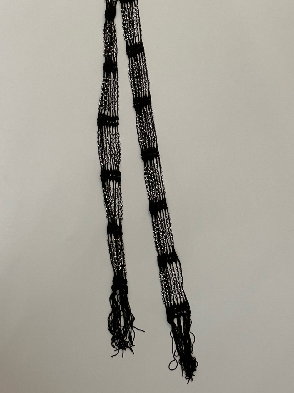 Black Fringe Beaded Scarf